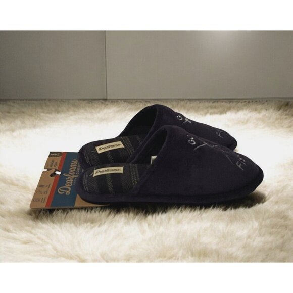 Dearfoams Mens Cozy Comfort Memory Foam Gone Fishin Slippers Size S 7/8 Blue - Picture 7 of 16